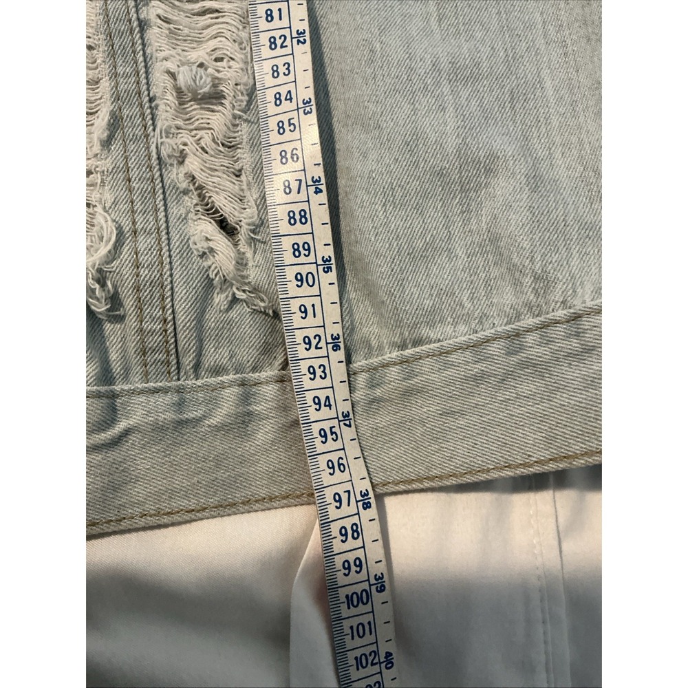 Thrill Jeans Long Denim Acid Washed Jacket Distressed Destroyed Frayed Button 2X - Picture 12 of 13